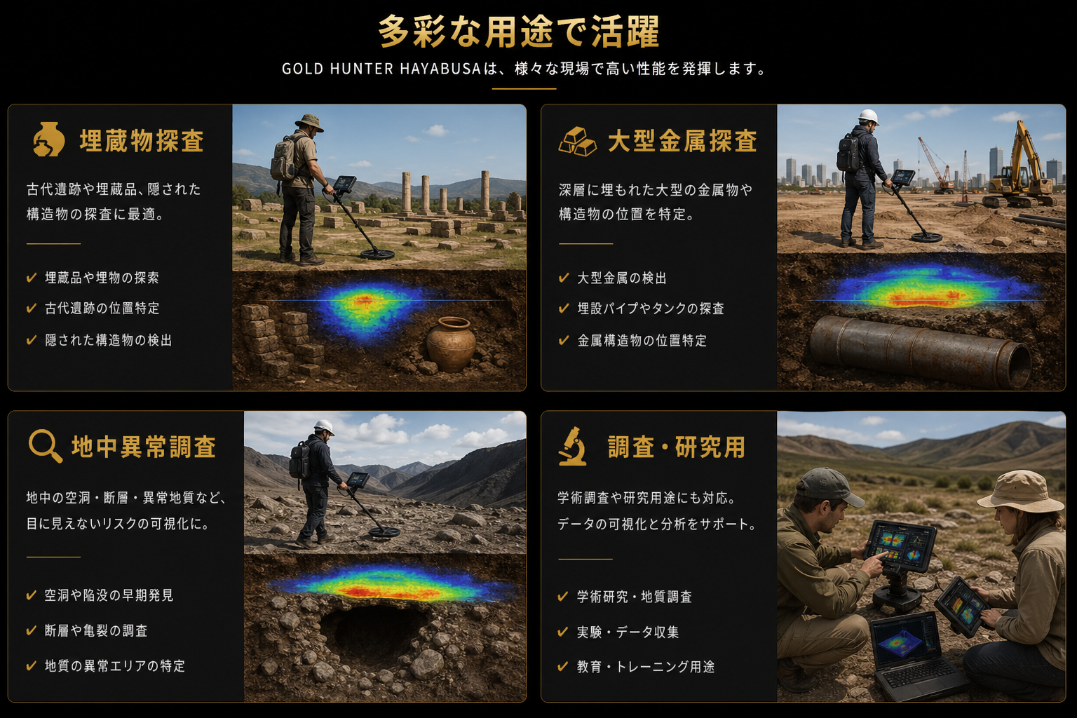 GOLD HUNTER HAYABUSA 主な用途